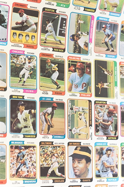 1974 Topps Baseball Uncut Sheet w. Pete Rose & Mike Schmidt
