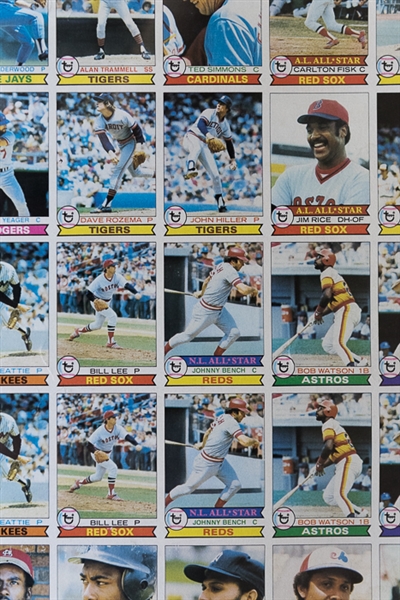 1979 Topps Baseball Uncut Sheet w. Ozzie Smith Rookie Card & Reggie Jackson