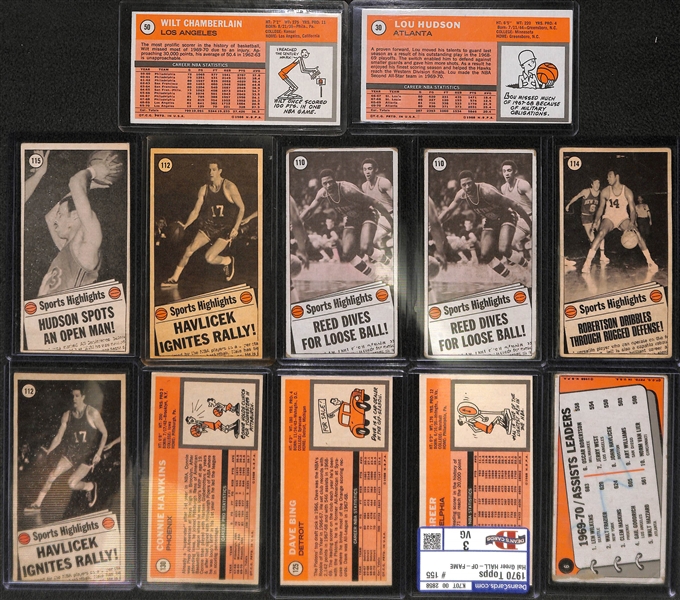 Lot of 12 1970-71 Topps Basketball Cards w. Wilt Chamberlain