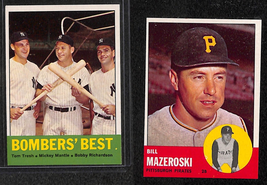 Lot of 60+ 1963 Topps Baseball Cards w. Bomber's Best (w. Mantle)