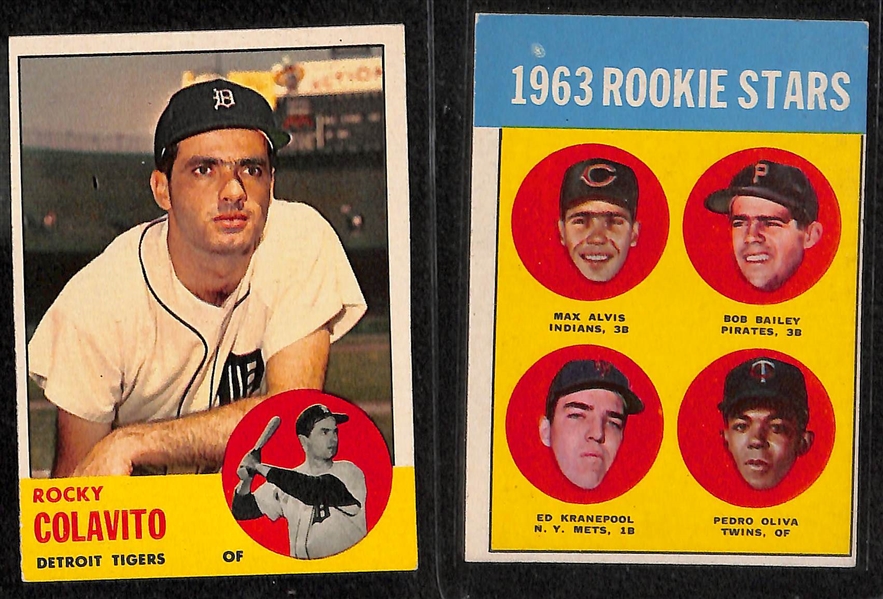 Lot of 60+ 1963 Topps Baseball Cards w. Bomber's Best (w. Mantle)