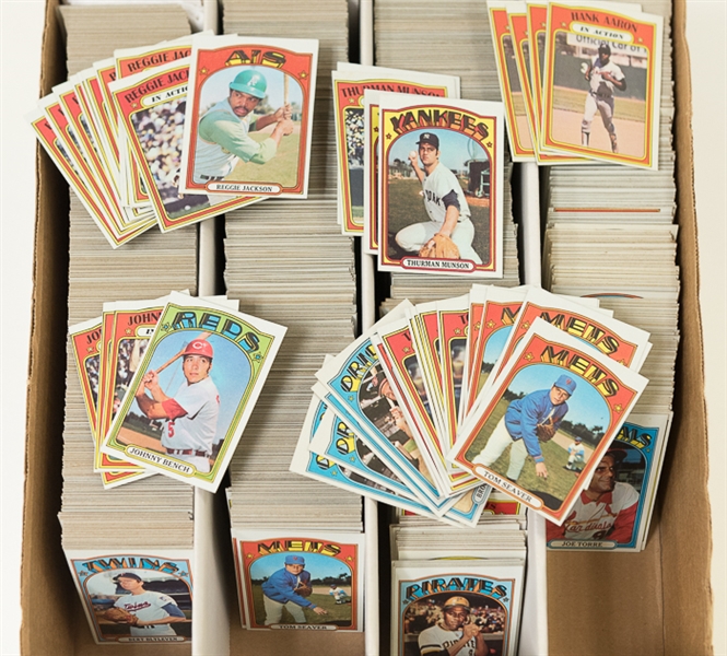 Lot of 2200+ 1972 Topps Baseball Cards Loaded with Stars w. Reggie Jackson
