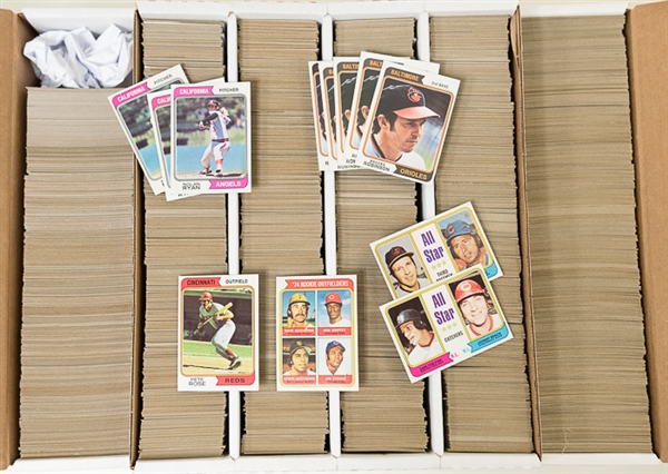 Lot of 4500+ 1974 Topps Baseball Cards Loaded with Stars w. Nolan Ryan