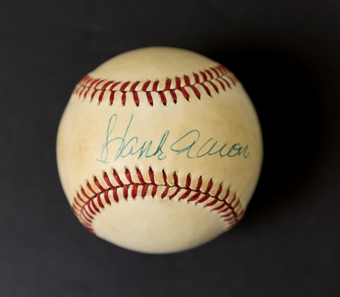 Hank Aaron Autographed Official American League Baseball (Beckett COA)