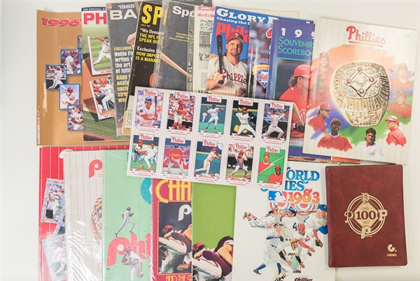 Phillies Lot of Programs, Yearbooks, & Cards from 1964-1965 & 1980-1996