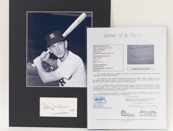 Billy Martin Autographed/Matted 11x14 Display (JSA LOA)