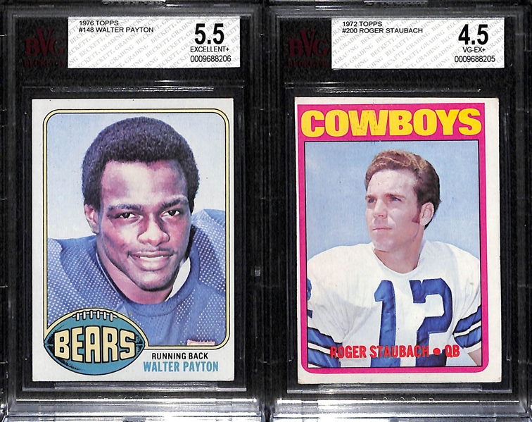 Walter Payton and Roger Staubach Graded Rookie Cards