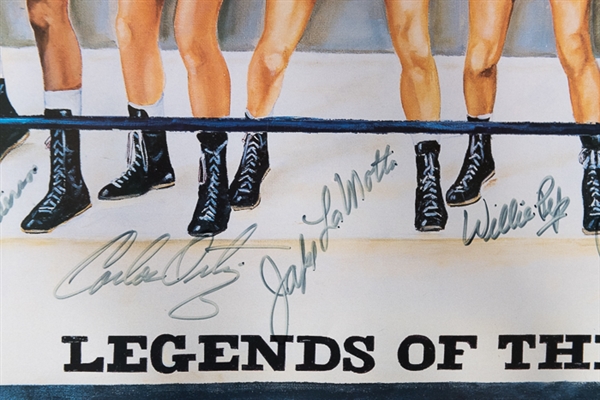 Legends of the Ring Beautifully Matted/Framed Boxing Legends Signed Display (Ali, LaMotta, Patterson, Wepner, Ortiz, Pep, Basilio, Griffith, Giardello, McGirt) - JSA