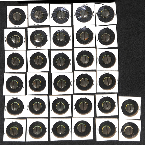 Lot of 32 Different 1932 Orbit Gum Pins - PR2 (Numbered) w. Dizzy Dean & Jimmy Fox
