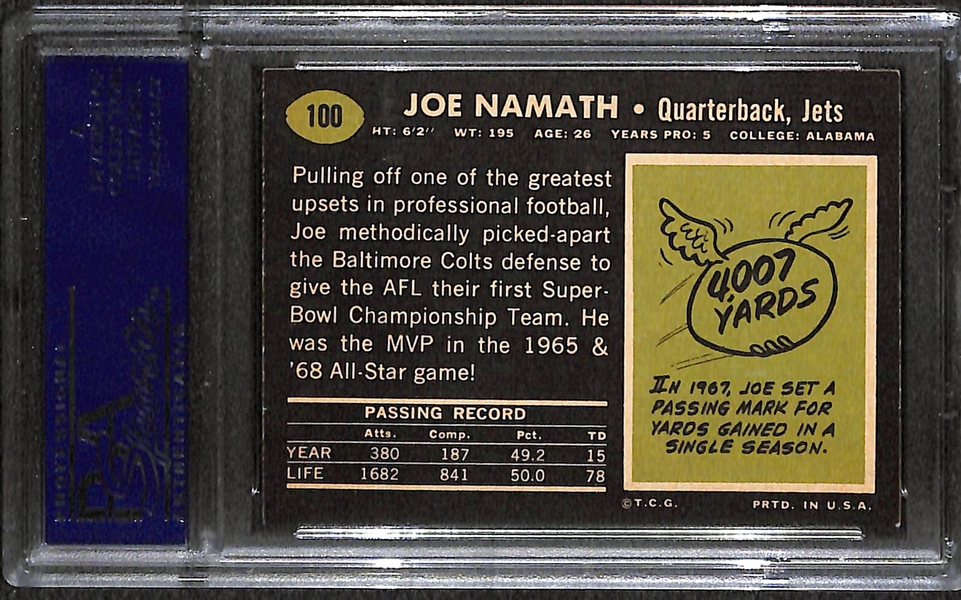 1969 Topps #100 Joe Namath PSA 8 (NM-MT)