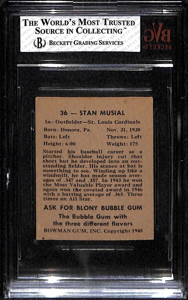 1948 Bowman #36 Stan Musial Rookie BVG 3 (VG)