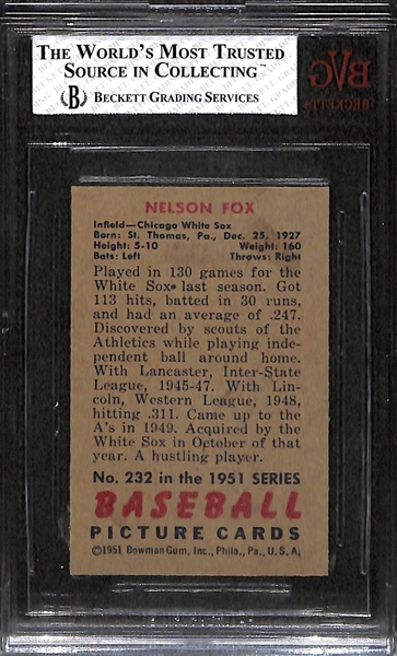1951 Bowman #232 Nellie Fox Rookie BVG 6 (EX-MT)
