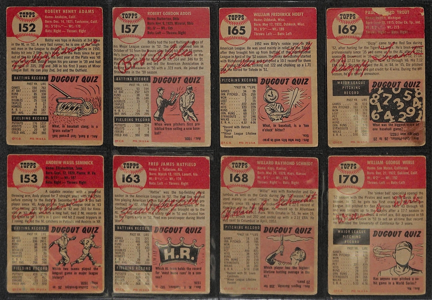 Lot of 56 Different 1953 Topps Baseball Cards w. Dizzy Trout