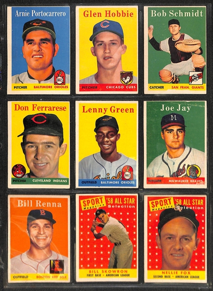 Lot of 180 Topps Cards from 1957-1959 w. 1957 Del Ennis