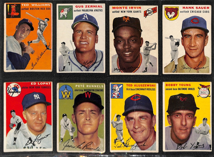 Lot of 74 Different 1954 Topps Baseball Cards w. Gilliam PSA 3 & Groat PSA 6