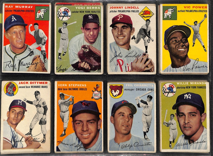 Lot of 74 Different 1954 Topps Baseball Cards w. Gilliam PSA 3 & Groat PSA 6