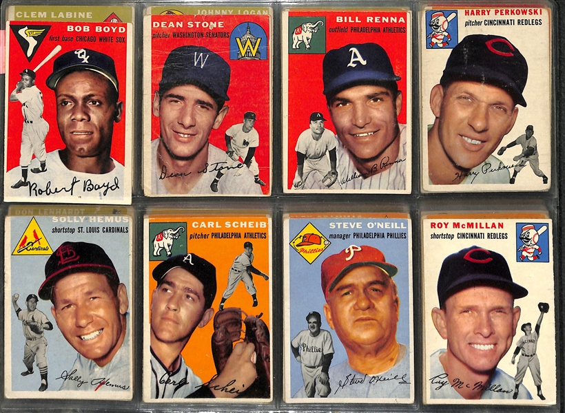 Lot of 108 Different 1954 Topps Baseball Cards w. Mays & Banks Rookie Card