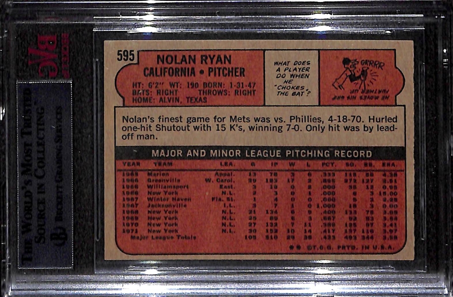 1972 Topps #595 Nolan Ryan BVG 8.5 (NM-MT+)