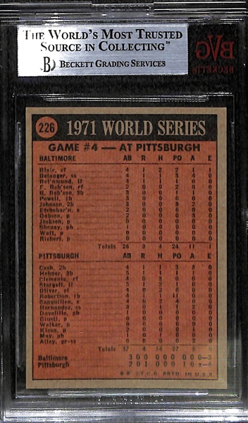 1972 Topps #226 World Series Game 4 (Roberto Clemente) BVG 9 (Mint)