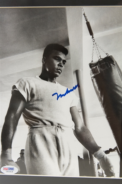 Muhammad Ali Autographed/Matted Boxing Image w/in an 11x14 Frame - PSA/DNA