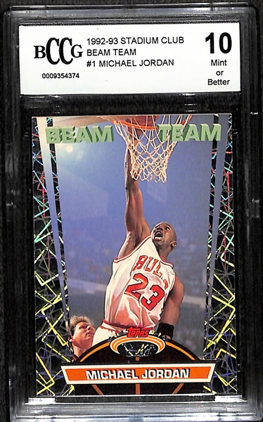 Michael Jordan 1992-93 Stadium Club Beam Team Insert Graded Beckett BCCG 10 (Mint or Better)