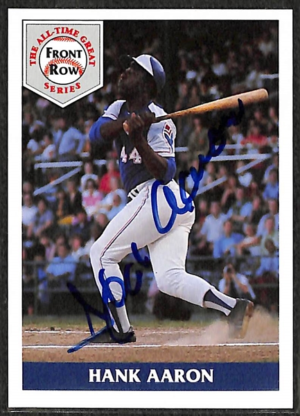 1992 Front Row Hank Aaron On-Card Autograph Baseball Card