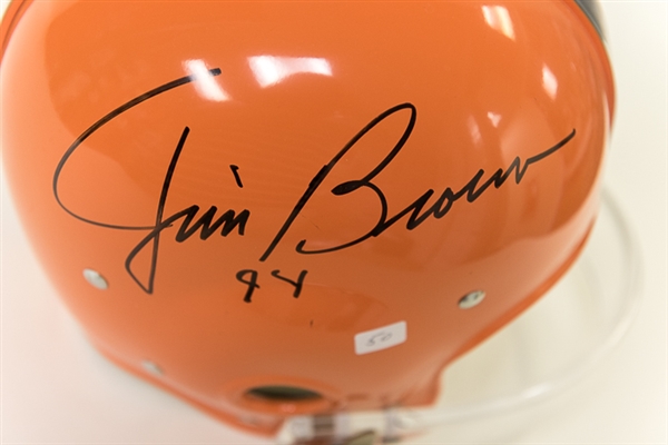 Jim Brown Large Signature on a Full Size Syracuse Football Helmet (JSA)