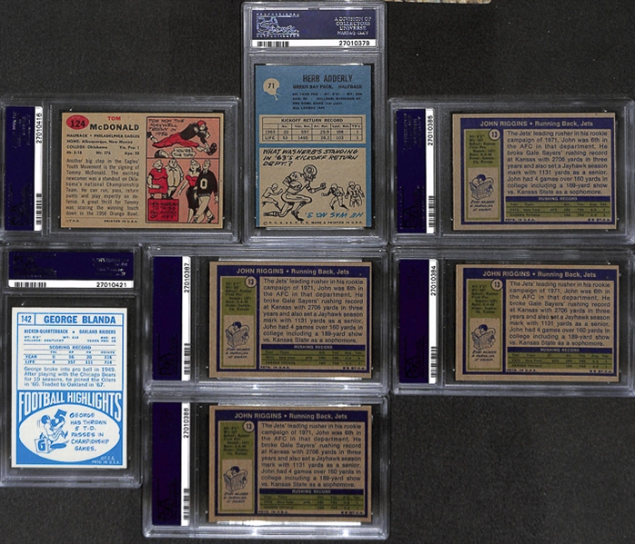 Lot of 7 1957-1972 Topps/Philadelphia Football Cards w. Tommy McDonald - PSA