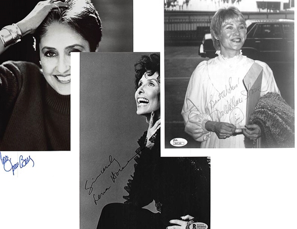 Lot of 3 Celebrity Signed Photos of Joan Baez/Lena Horn/Dee Wallace Stone - Beckett & JSA COA
