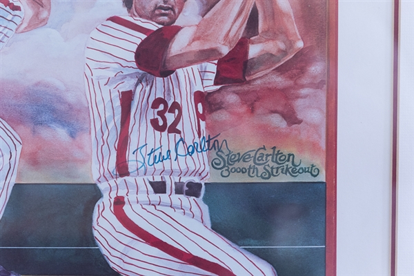Mike Schmidt, Steve Carlton, and Pete Rose Signed/Framed Phillies Poster (JSA)