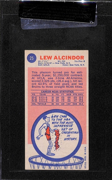 1969-70 Topps Basketball Lew Alcindor Rookie Card #25 BVG 6.5