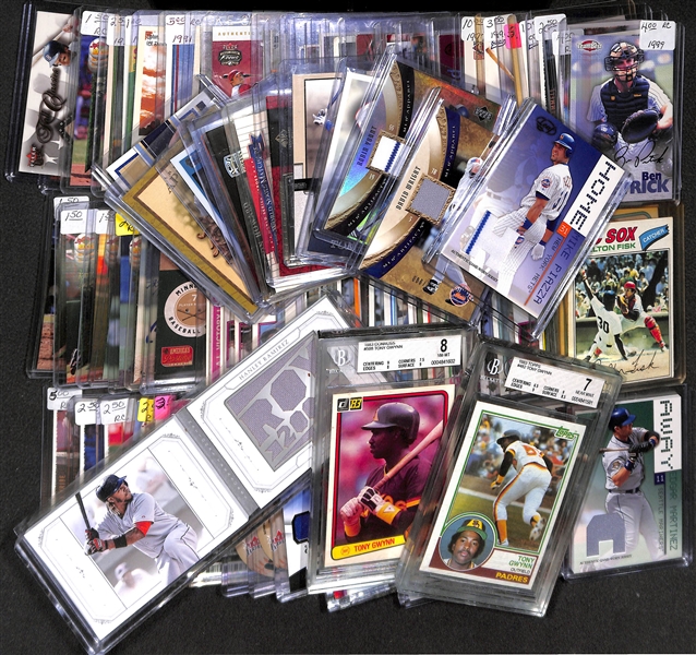 Lot of 83 Baseball Cards w. 20+ Autographed Cards & 20 Relic Cards w. Hall of Famers