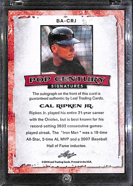 2014 Leaf Pop Century Cal Ripken Jr. Autographed Card (Leaf Certified)