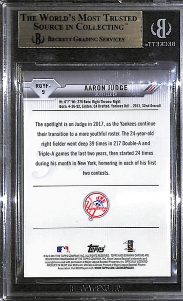 2017 Bowman Chrome Rookie of the Year Aaron Judge Refractor Graded BGS 9.5 Gem Mint