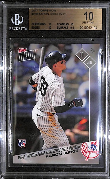 RARE 2017 Topps Now Aaron Judge Rookie Card Graded a BGS 10 Pristine!