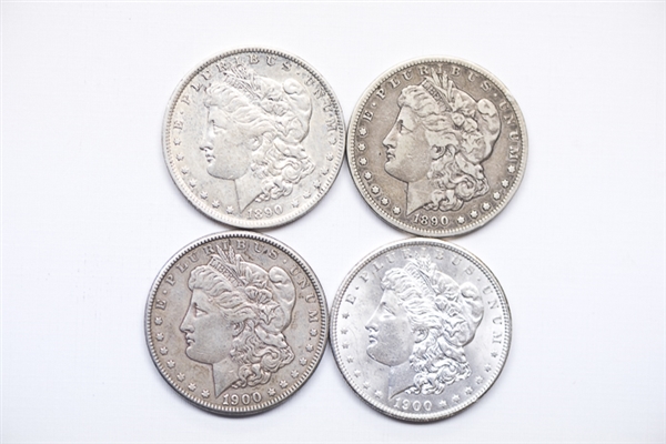 Morgan Silver Dollar Lot - 1890-S, 1890-O, (2) 1900