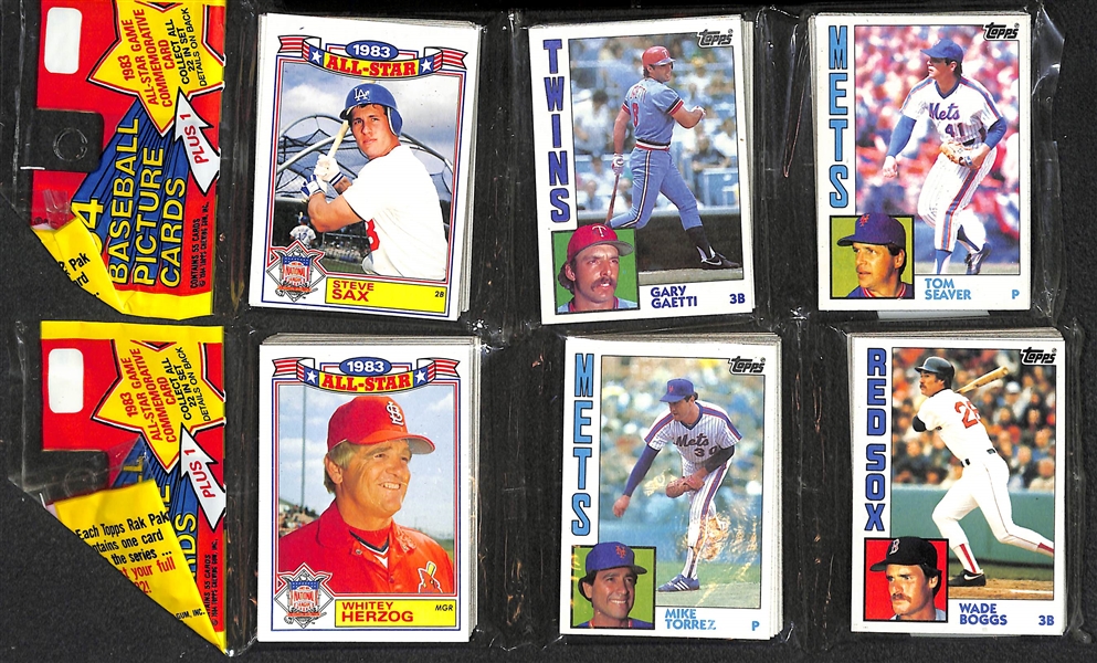 Lot of (6) 1984 Topps Baseball Rack Packs (includes Brett, Seaver, and 2 Boggs on top)