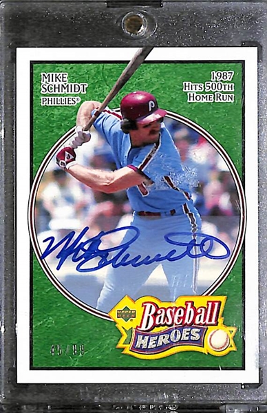 2005 Upper Deck Baseball Heroes Mike Schmidt Autograph Card (#ed 45/99)