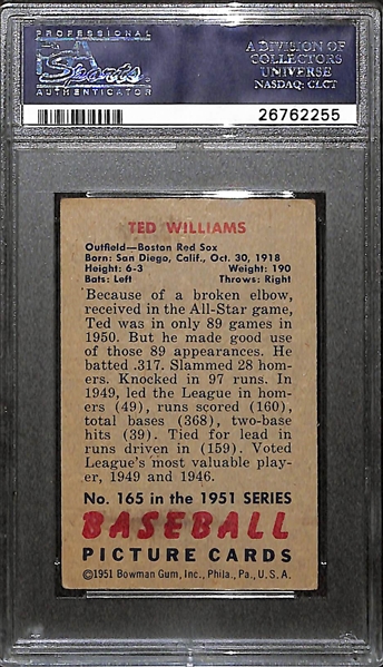 1951 Bowman Ted Williams #165 PSA 3.5 (VG+)