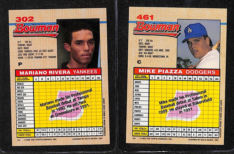 1992 Bowman Baseball Card Set w. Mariano Rivera and Mike Piazza Rookie Cards