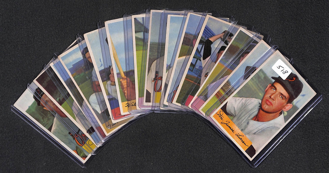 Lot of 14 - 1954 Bowman Baltimore Orioles Cards w. Don Larsen RC