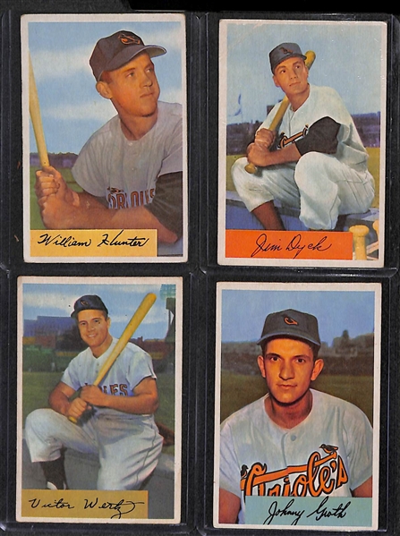 Lot of 14 - 1954 Bowman Baltimore Orioles Cards w. Don Larsen RC