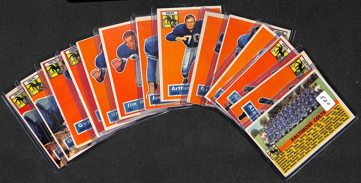 Lot of 14 - 1956 Topps Baltimore Colt Cards with Art Donovan