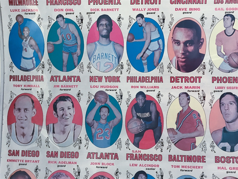 1969-70 Topps Uncut Basketball Proof Sheet (Blank Back) w/ Jabbar Rookie