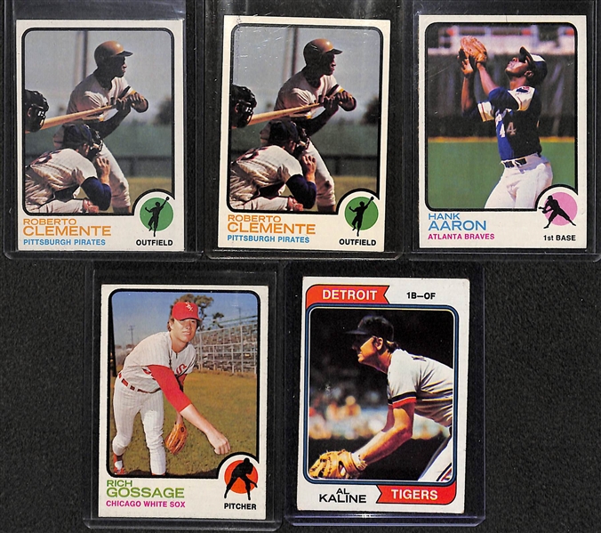 Lot of 450+ 1973-74 Topps Baseball Cards w. 1973 Roberto Clemente (2)