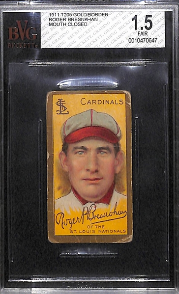 1911 T205 Piedmont Roger Bresnahan (Mouth Closed) - BVG 1.5