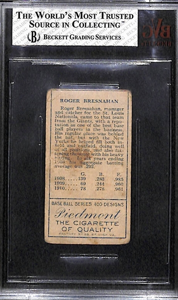 1911 T205 Piedmont Roger Bresnahan (Mouth Closed) - BVG 1.5