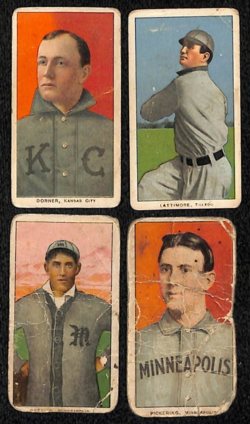 Lot of (4) 1909 T206 Minor League Cards - Dorner, Lattimore, Oberlin, Pickering