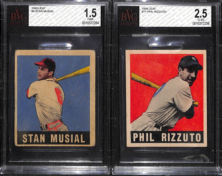 1949 Leaf Baseball Lot - Stan Musial (BVG 1.5) and Phil Rizzuto (BVG 2.5)