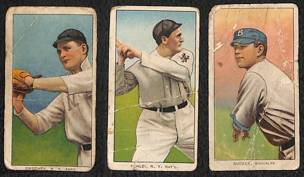 Lot of (3) 1909 T206 Polar Bear Cards - Sweeney, Schlei, Rucker 
